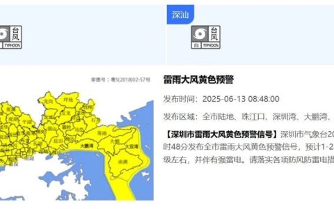 8级阵风+强雷电！深圳发布预警信号