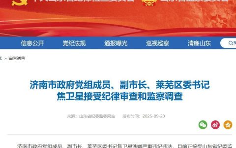 联动巡视期间，济南市副市长焦卫星落马