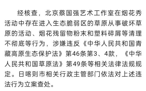 官方通报“蔡国强烟花秀”事件调查核查情况：多人被免职